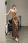 OUDE WAAG Core Velvet Strap Dress OW-23SS-DS10 Ginger